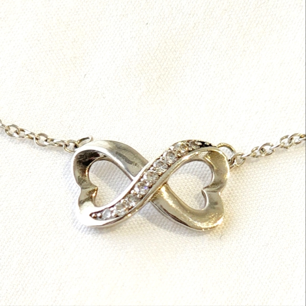 Valentine's Day Sterling Silver 925 Cubic Zirconia Infinity Necklace 20"